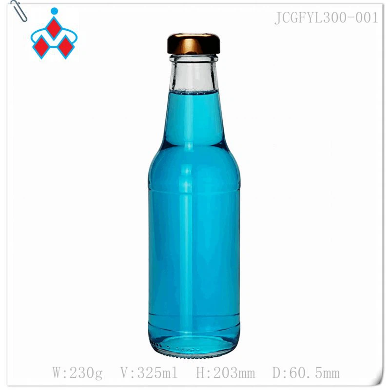 뚜껑이있는 탄산 유리 음료수 병 300ml